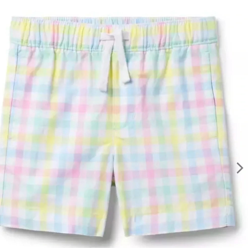 Janie and Jack Pastel Gingham Drawstring Shorts - Pink, Blue, Yellow, Green NWOT